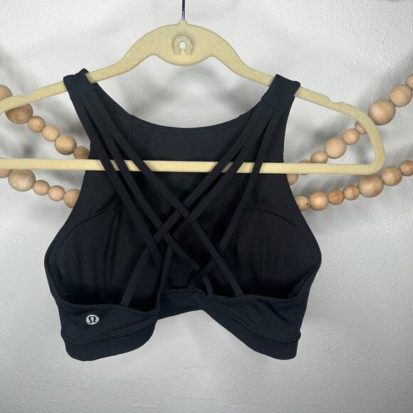 Lululemon Black Strappy Hi Neck Sports Bra - Picture 2 of 3
